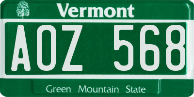 VT license plate AOZ568