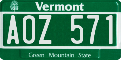 VT license plate AOZ571