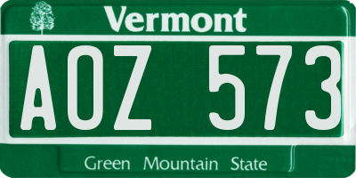 VT license plate AOZ573