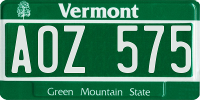 VT license plate AOZ575