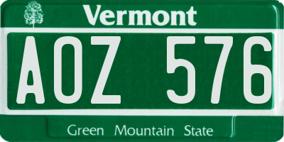 VT license plate AOZ576