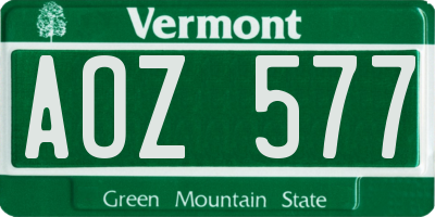 VT license plate AOZ577