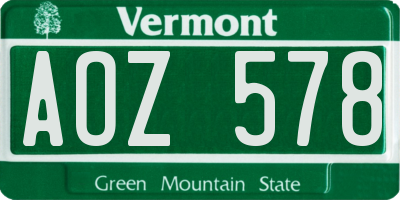 VT license plate AOZ578