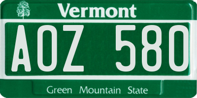 VT license plate AOZ580