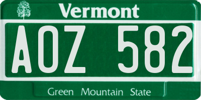 VT license plate AOZ582