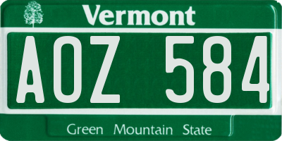VT license plate AOZ584