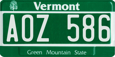 VT license plate AOZ586