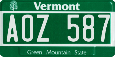 VT license plate AOZ587