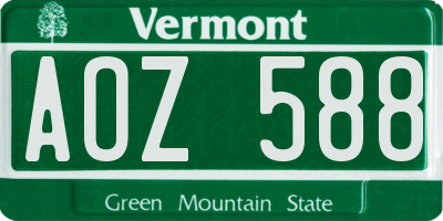 VT license plate AOZ588