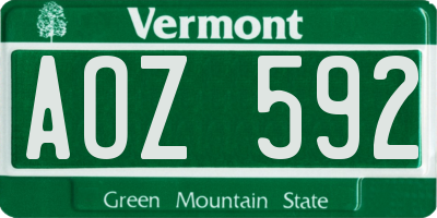 VT license plate AOZ592