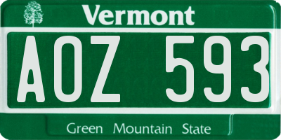 VT license plate AOZ593