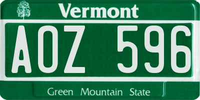 VT license plate AOZ596