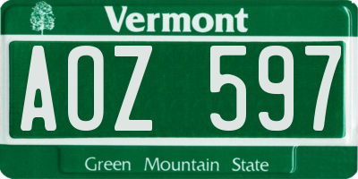 VT license plate AOZ597