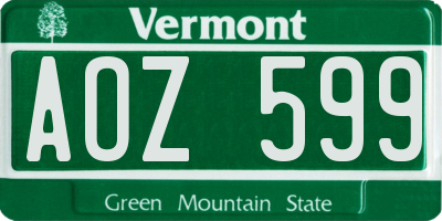 VT license plate AOZ599