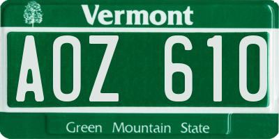 VT license plate AOZ610