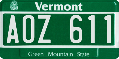 VT license plate AOZ611