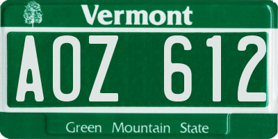 VT license plate AOZ612