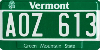 VT license plate AOZ613