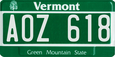 VT license plate AOZ618