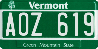 VT license plate AOZ619