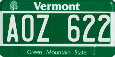 VT license plate AOZ622