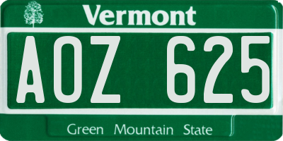 VT license plate AOZ625