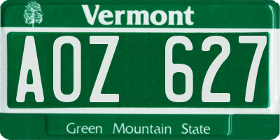VT license plate AOZ627