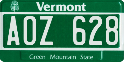 VT license plate AOZ628