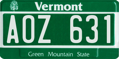 VT license plate AOZ631