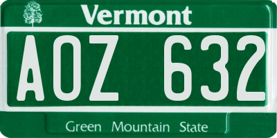 VT license plate AOZ632
