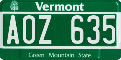 VT license plate AOZ635