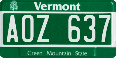 VT license plate AOZ637