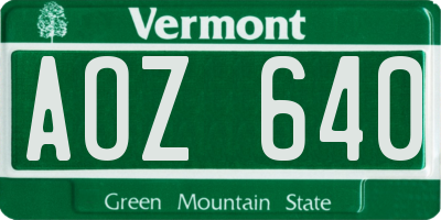 VT license plate AOZ640
