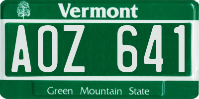 VT license plate AOZ641