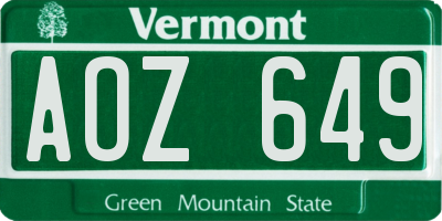 VT license plate AOZ649