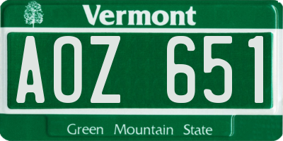 VT license plate AOZ651