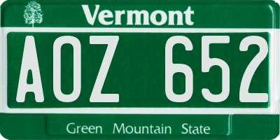 VT license plate AOZ652