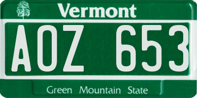 VT license plate AOZ653