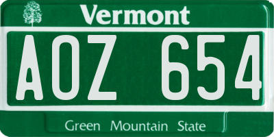 VT license plate AOZ654
