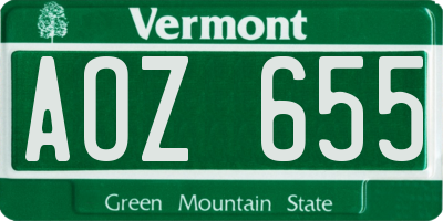 VT license plate AOZ655