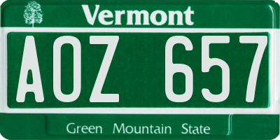 VT license plate AOZ657