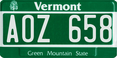 VT license plate AOZ658