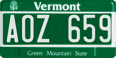 VT license plate AOZ659