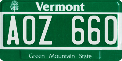 VT license plate AOZ660