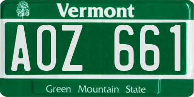 VT license plate AOZ661