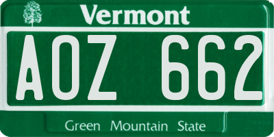 VT license plate AOZ662