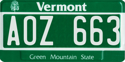 VT license plate AOZ663