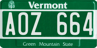 VT license plate AOZ664