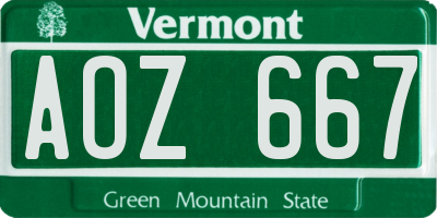 VT license plate AOZ667