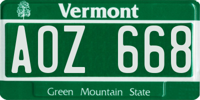 VT license plate AOZ668